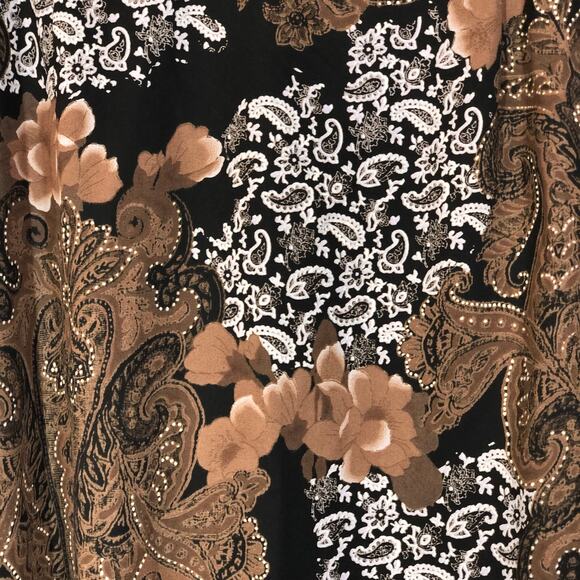 Floral Paisley Maxi Skirt Neutral in Black and Brown Size 12 Vintage Retro 90s - Picture 3 of 10